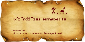 Körözsi Annabella névjegykártya